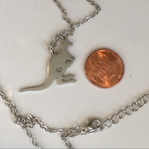 $ to Australia fires kangaroo stainless  pendant - Picture 4 of 5